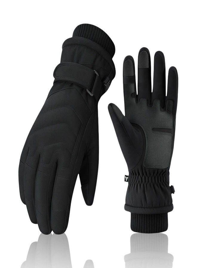 DUFFOBAN Thermal Ski Gloves for Men & Women - Waterproof, Windproof, Touchscreen Compatible - Insulated Cold Weather Snow Gloves for Skiing, Snowboarding, Work & Outdoor Activities, Black, XL - Image 1